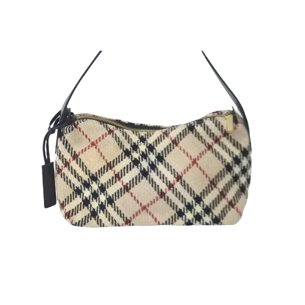 Burberry One Shoulder Hobo Tweed Leather Check Bag Shoulder Nova